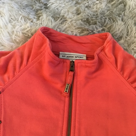 Womens St. John Sport Full Zip Sweater Cotton Blend Pink Size Small - Picture 3 of 6